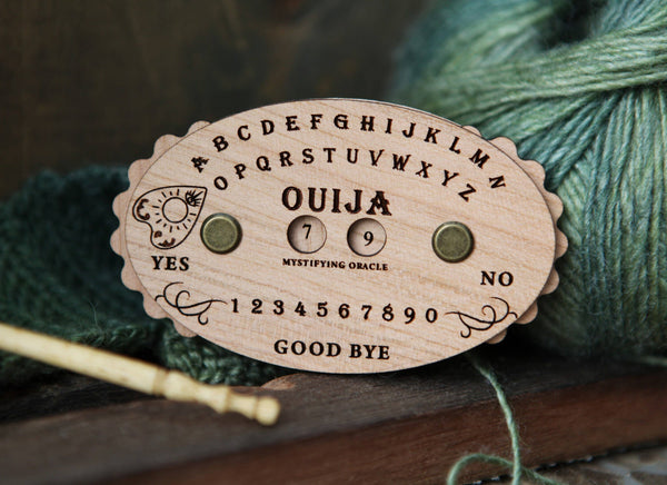 Wooden Ouija Board Style Knitting Row Counter with Dials: Cherry