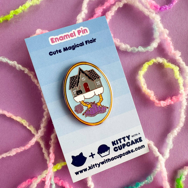 Baba Yaga Knitting Enamel Pin