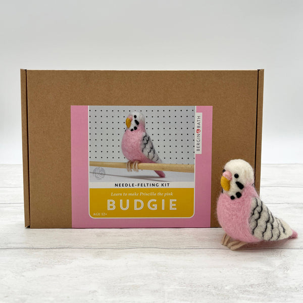 Needle Felting Kit Budgie. Make A Pink Budgerigar From Wool.
