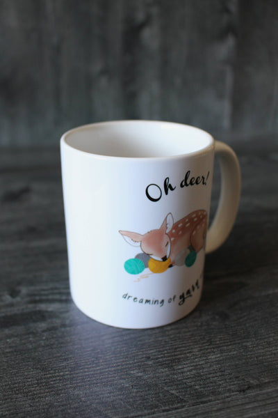 "Oh Deer, Dreaming of yarn again" Mug
