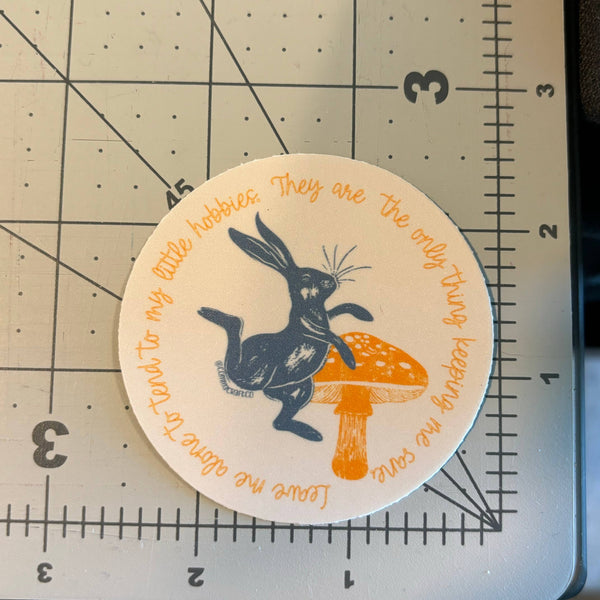Hobbies Bunny Mushroom Vinyl Sticker