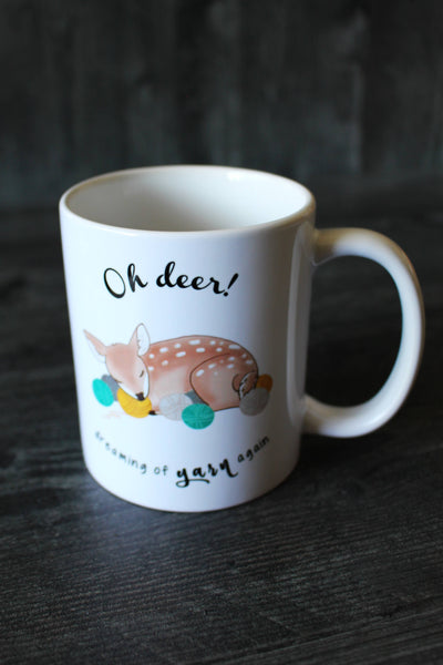 "Oh Deer, Dreaming of yarn again" Mug