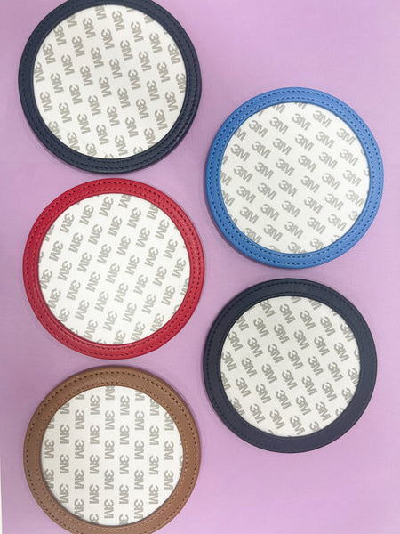 Planet Earth Round Self Finishing Leather Coaster