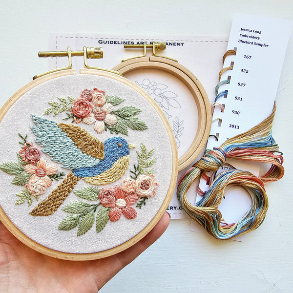 Jessica Long Bluebird Sampler beginner embroidery kit