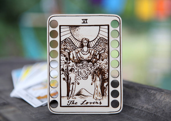 Maple Wood Tarot Card Embroidery Floss Holders: The Moon