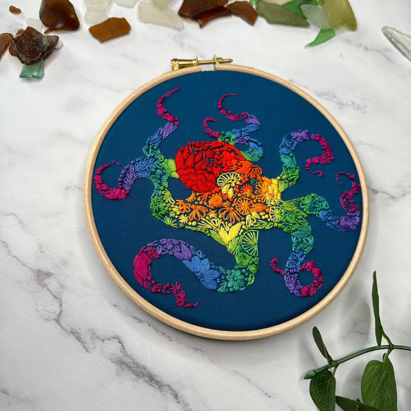 Rainbow Octopus Embroidery Kit*