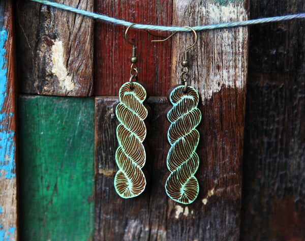 Color Mix or Wood Yarn Hank Earrings for Crafters: Blues