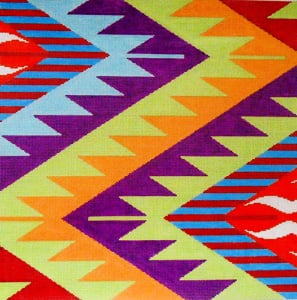 Kilim Chevron blue/purple/green/orange (C-515d)