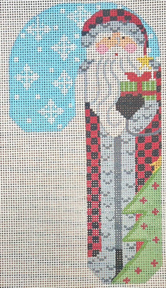 Father Christmas Candy Cane - Buffalo Plaid holding Present (CH-1401)