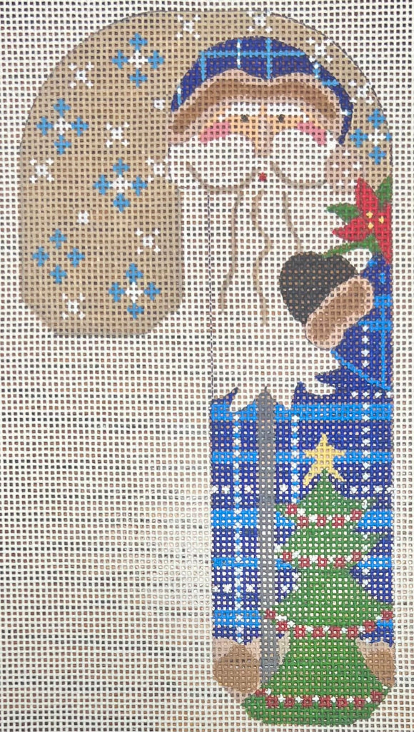 Father Christmas Candy Cane - Blue with Tree (CH-1403)