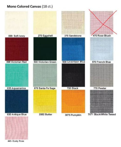 Mono 18 Count Needlepoint Canvas, Colors Part 2 / 40" bolt width