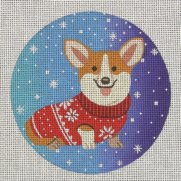 Corgi in Sweater Ornament (290-B)