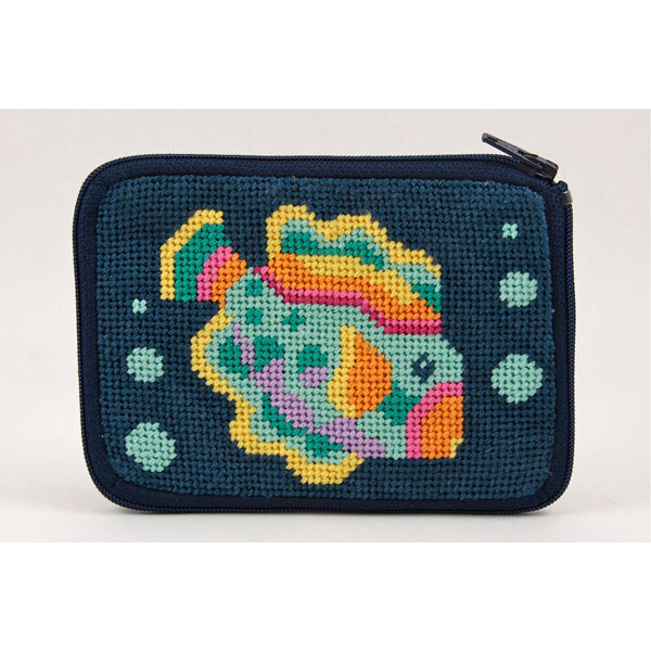 Stitch & Zip Coin Purse/Credit Card Case (14 ct, cotton)