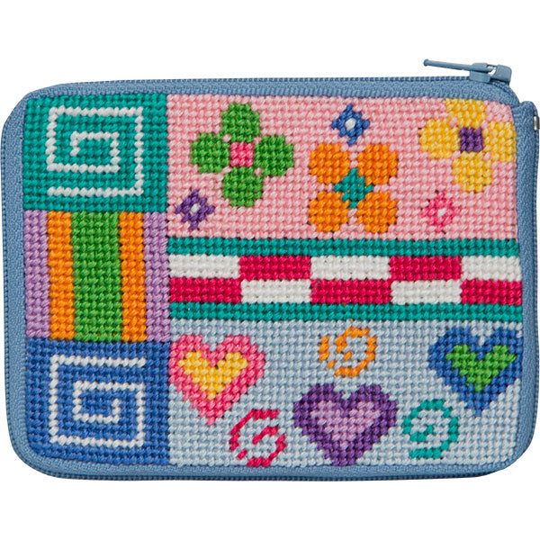 Stitch & Zip Coin Purse/Credit Card Case (14 ct, cotton)