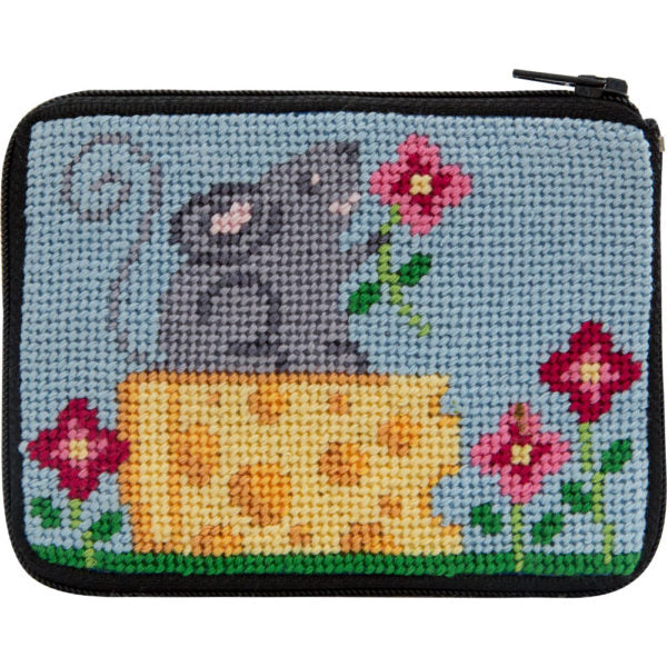 Stitch & Zip Coin Purse/Credit Card Case (14 ct, cotton)