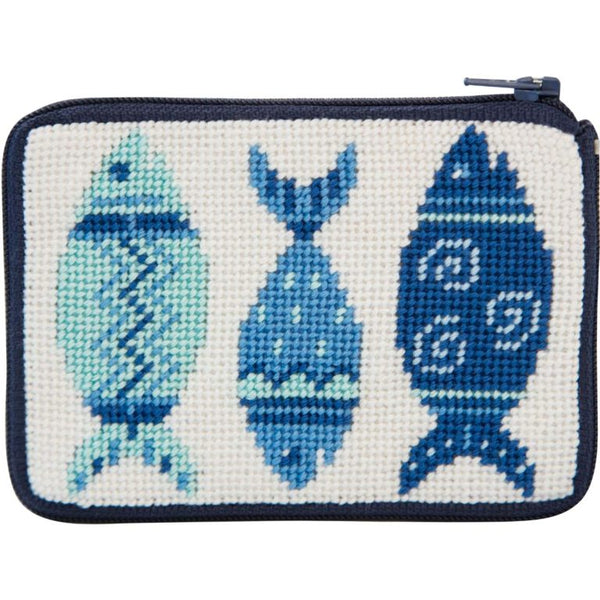 Stitch & Zip Coin Purse/Credit Card Case (14 ct, cotton)