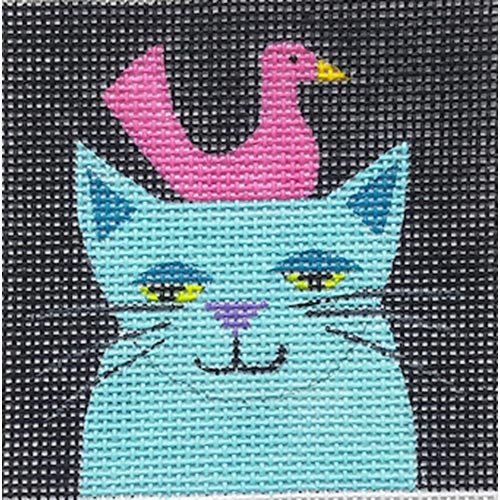 ZE-663 Aqua Cat w/Pink Swan Square
