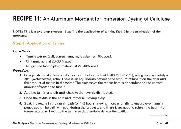 The Studio Formulas Set for The Art & Science of Natural Dye