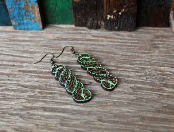 Color Mix or Wood Yarn Hank Earrings for Crafters: Blues
