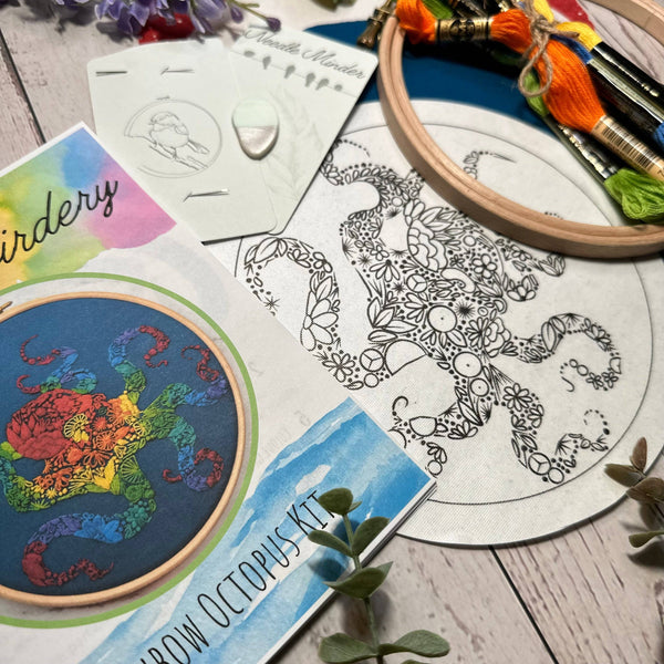 Rainbow Octopus Embroidery Kit*