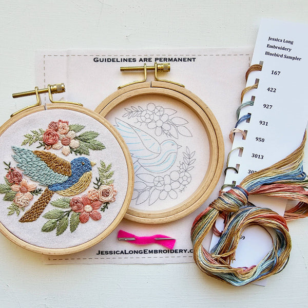Jessica Long Bluebird Sampler beginner embroidery kit