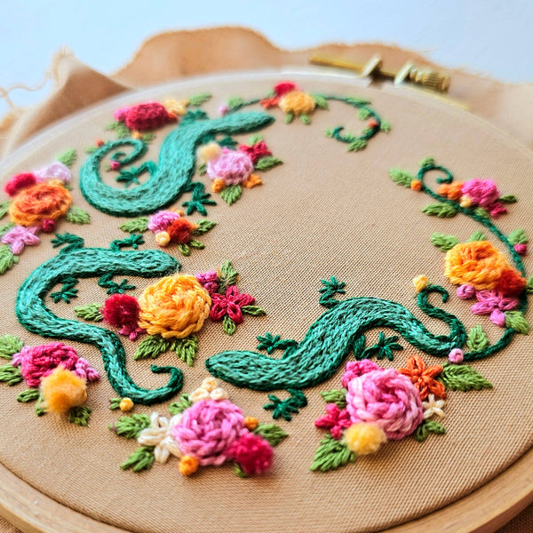 Jessica Long Backyard Geckos embroidery kit