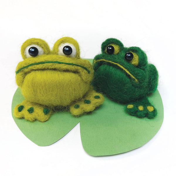 Needle Felting Kit - Frogs - Learn to make two funny frogs