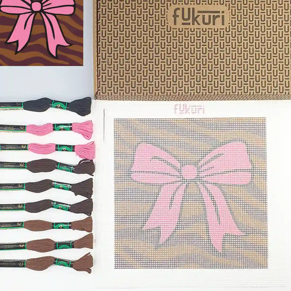 Fukuri Needlepoint kit - Pink Bow