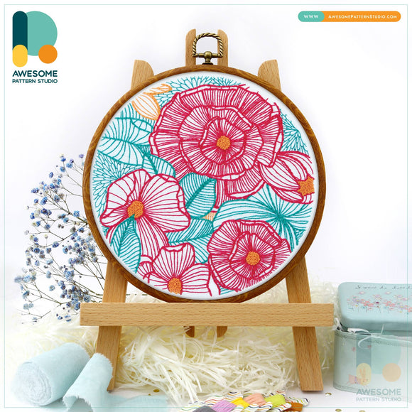 Floral Design Embroidery Kit