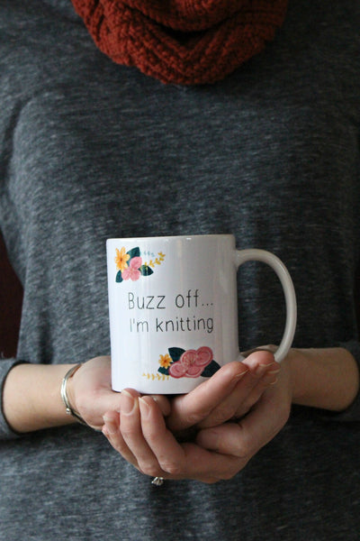 "Buzz Off... I'm Knitting" Mug