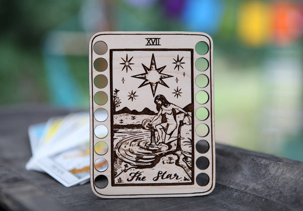 Maple Wood Tarot Card Embroidery Floss Holders: The Star
