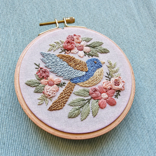 Jessica Long Bluebird Sampler beginner embroidery kit