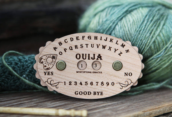Wooden Ouija Board Style Knitting Row Counter with Dials: Cherry