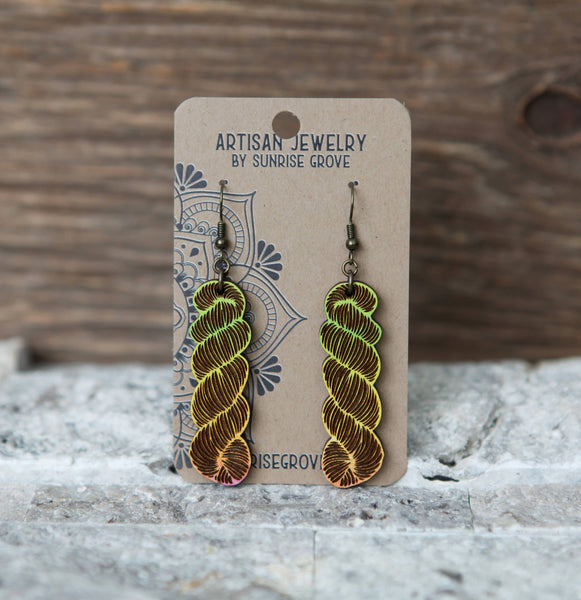 Color Mix or Wood Yarn Hank Earrings for Crafters: Blues