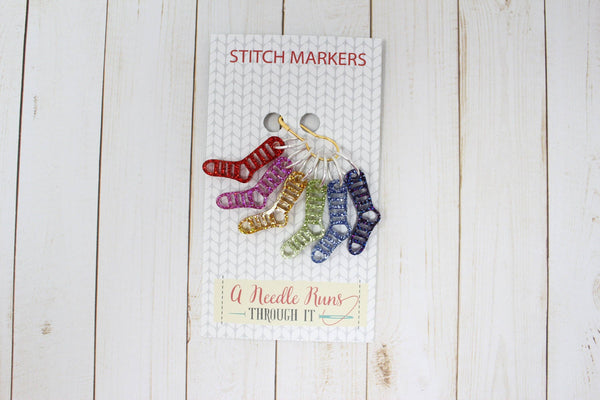 Sparkly Rainbow Socks  - Stitch Markers