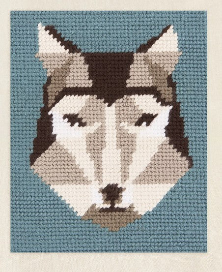 Geo Wolf Needlepoint Kit - DMC