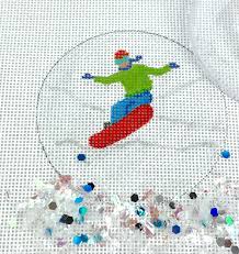 Domed Ornament Kit: Snowboarder on Sparkly White Snow (OMD-07)