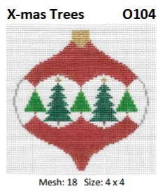 O104 Xmas Ball with Trees Ornament