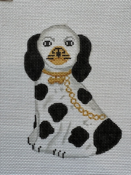 OM-314  Mini Staffordshire Dog Ornament - white & black