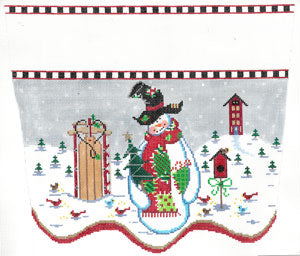 Patchwork Snowman Stocking Cuff (XC-34)