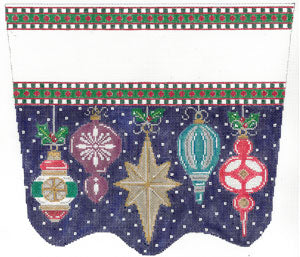 Stocking Topper: Vintage Ornaments with Jeweled Star (XC-47)