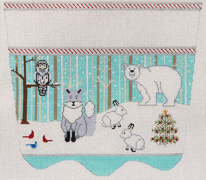 Snowy Forest Animals Stocking Cuff (XC-55)