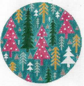 Stylized Trees on Teal (XO-173y)