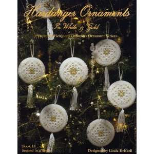 Hardanger Ornaments In White & Gold