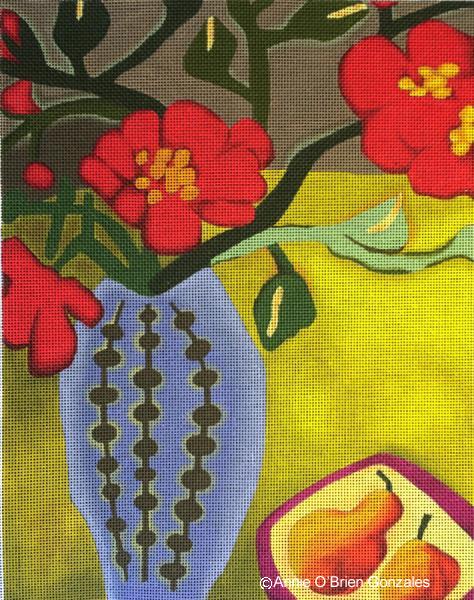 Tall Blue Vase & Pears (AOG134)