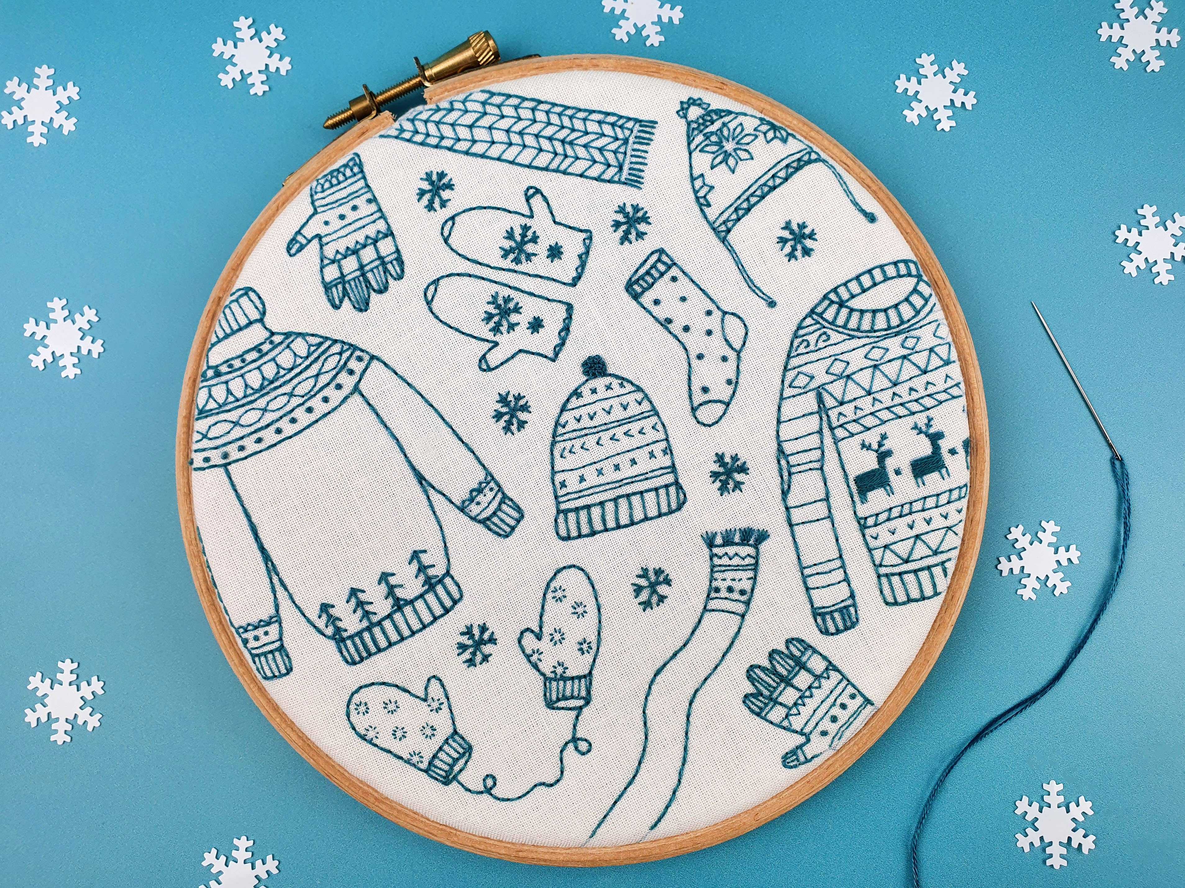 Winter Woolies Christmas Handmade Embroidery Kit Hoop Art
