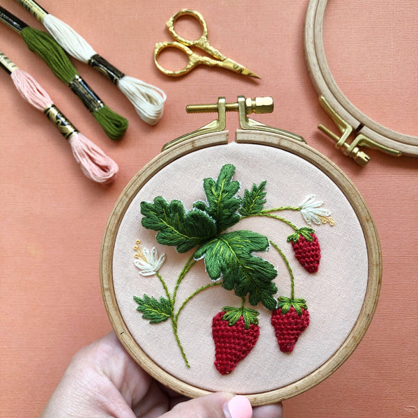 Stumpwork Strawberries - Intermediate Hand Embroidery DIY Kit