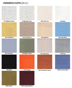 Mono 24 Count Needlepoint Canvas (Congress Cloth) - Colors