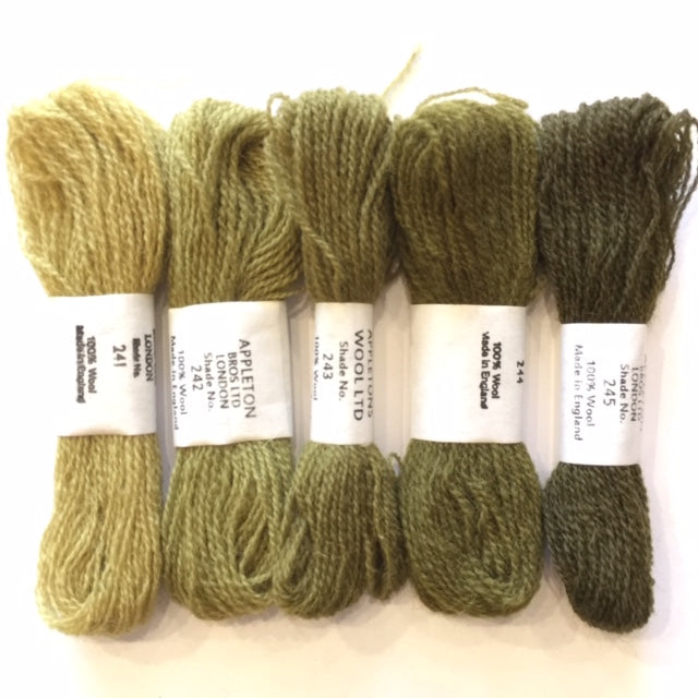 Appletons Darning Wool Gradient, Olive Green