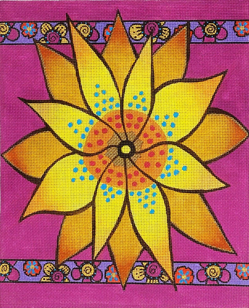 Yellow Flower with Purple Borders (LB-149)
